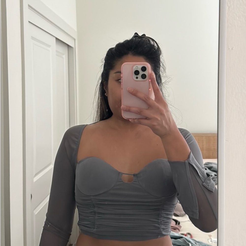 Gray Long Sleeve Women's Top